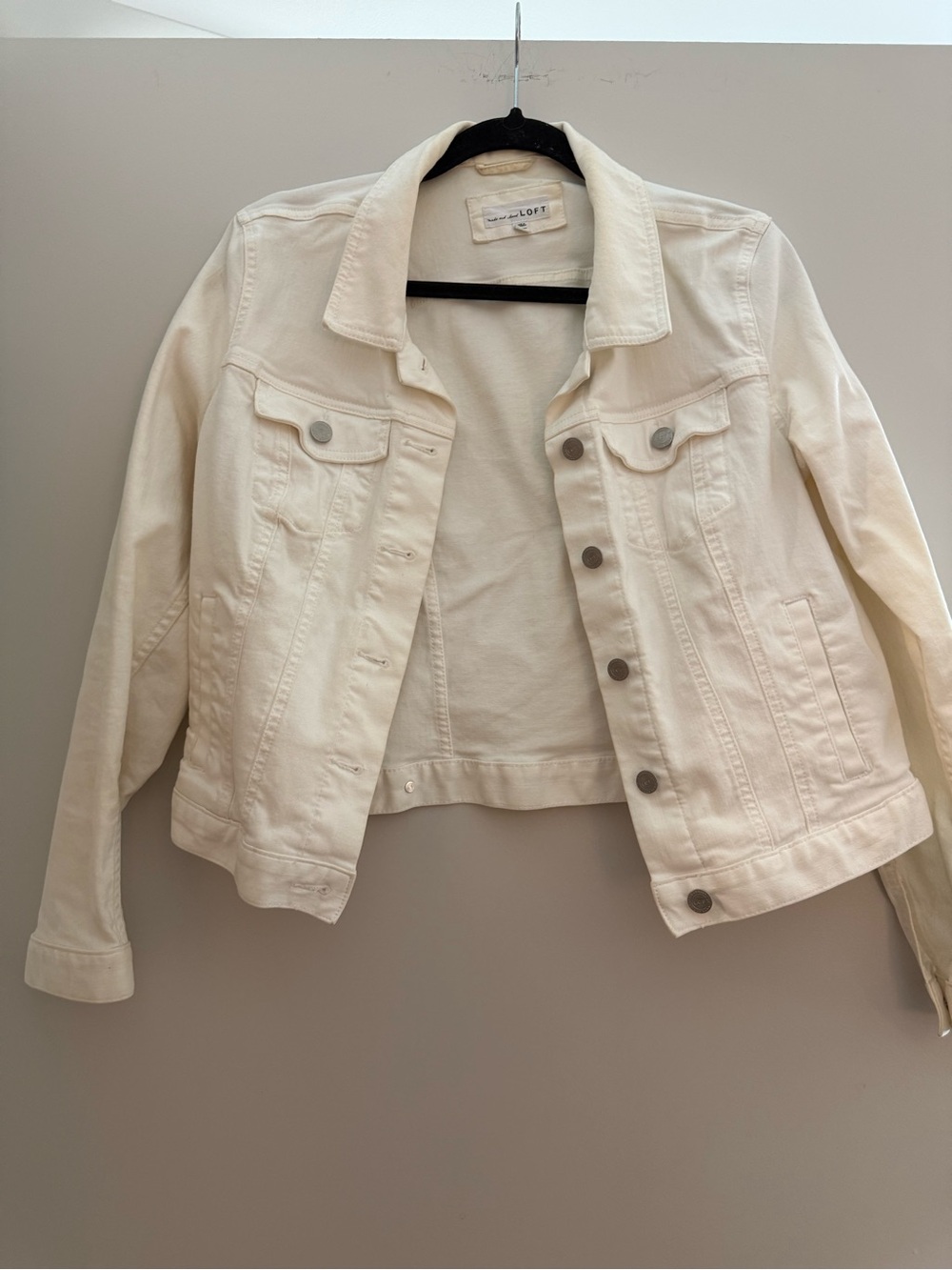 LOFT Off-White Denim Trucker Jacket